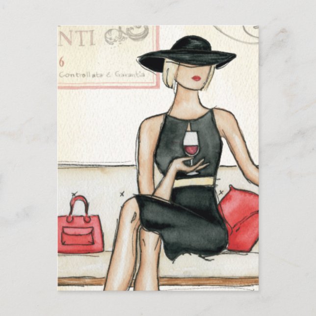 Carte Postale Vin de boisson fashionista (Devant)