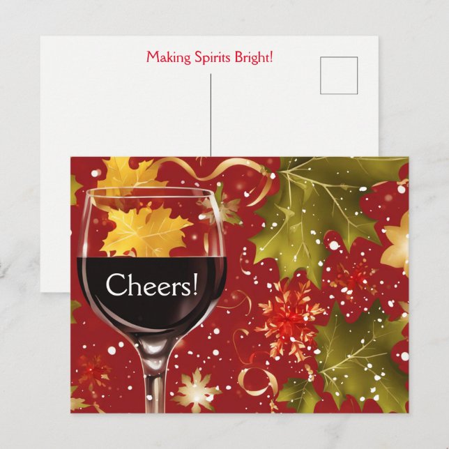 Carte Postale Vin de fête de Noël Joyeux Noël (Devant / Derrière)