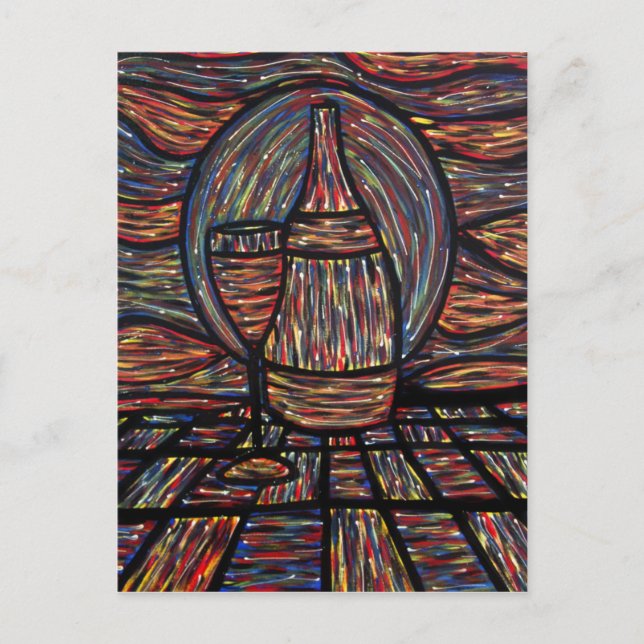 Carte postale Vin et Verre à Vin Abstrait (Devant)