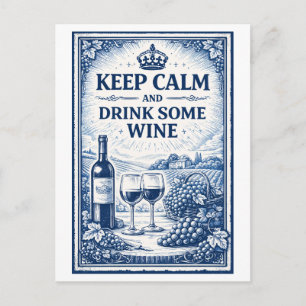 Carte Postale Vin "Garde ton calme" de style vintage