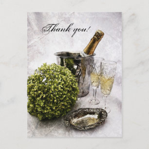 Carte Postale Vin mousseux et gobelets en cristal - merci !