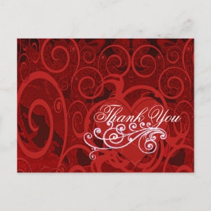 Carte Postale Vin rouge de Bourgogne Cœur et Tourbillons Merci