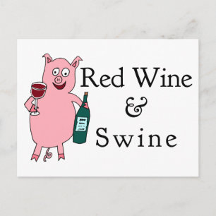 Carte Postale Vin rouge et porc