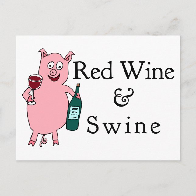 Carte Postale Vin rouge et porc (Devant)