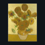 Carte Postale Vincent Van Gogh 15 Peinture de tournesols<br><div class="desc">Cette peinture jaune impressionniste de Vincent Van Gogh est un vase de 15 tournesols. Oeuvre peinture graphique art impressionniste.</div>