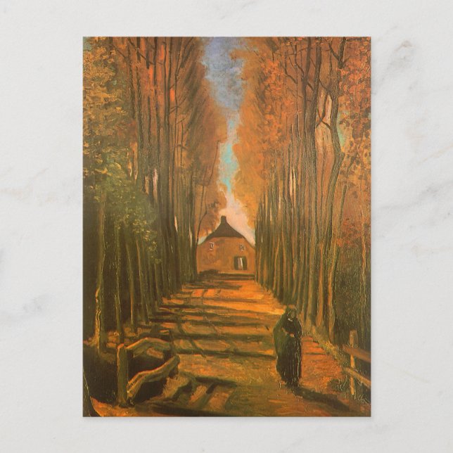 Carte Postale Vincent van Gogh - Allée de peupliers en automne (Devant)