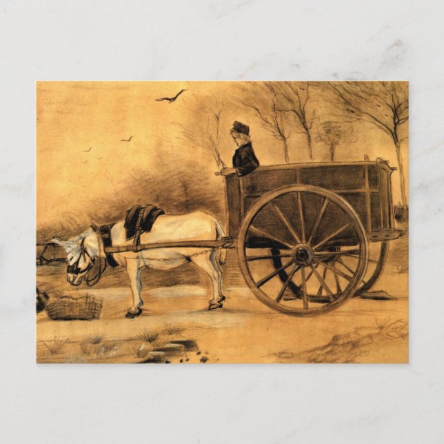 Carte Postale Vincent van Gogh - Âne et Chariot (Devant)