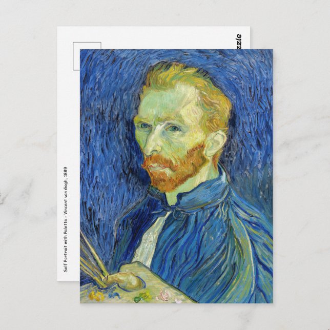 Carte Postale Vincent van Gogh - Autoportrait à la palette (Devant / Derrière)