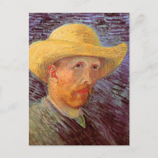 Carte Postale Vincent van Gogh Autoportrait avec Casquette paill (Devant)