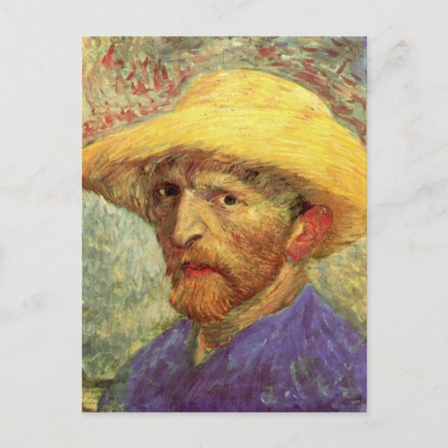 Carte Postale Vincent van Gogh Autoportrait avec Casquette paill (Devant)