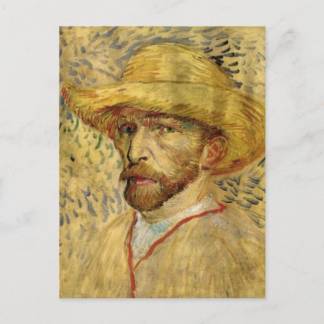 Carte Postale Vincent van Gogh Autoportrait avec Casquette paill (Devant)