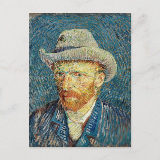Carte Postale Vincent Van Gogh Autoportrait avec Grey Felt Casqu (Devant)