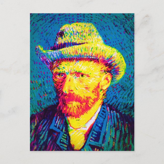 Carte Postale Vincent Van Gogh - Autoportrait Pop Art avec chape (Devant)