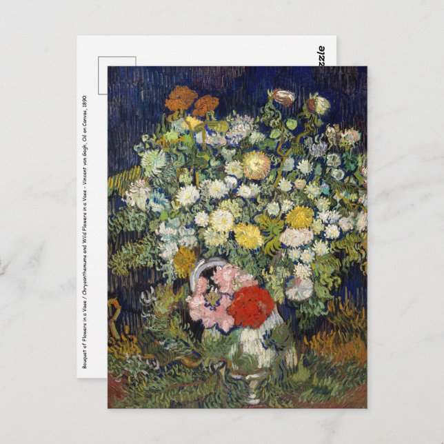 Carte Postale Vincent van Gogh - Bouquet de fleurs dans un vase (Devant / Derrière)