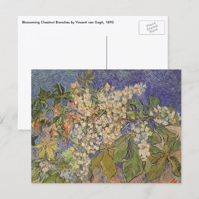 Carte Postale Vincent van Gogh - Branches de marronnier en fleur (Devant / Derrière)