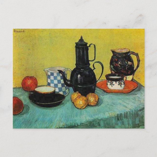 Carte Postale Vincent van Gogh Café en émail bleu (Devant)