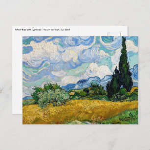 Carte Postale Vincent Van Gogh - Champ de blé avec cyprès