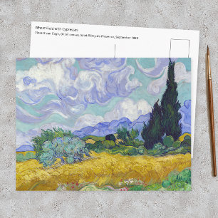 Carte Postale Vincent Van Gogh - Champ de blé avec cyprès