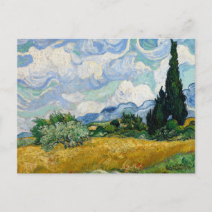 Carte Postale Vincent van Gogh - Champ de blé avec cyprès