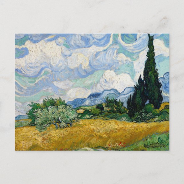 Carte Postale Vincent van Gogh - Champ de blé avec cyprès (Devant)