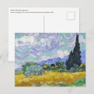 Carte Postale Vincent Van Gogh - Champ de blé avec cyprès