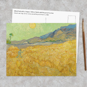 Carte Postale Vincent van Gogh - Champ de blé avec un moissonneu