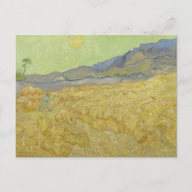 Carte Postale Vincent Van Gogh, Champ de blé avec un moissonneur (Devant)