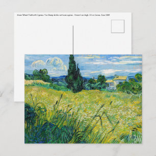 Carte Postale Vincent van Gogh - Champ de blé vert avec cyprès