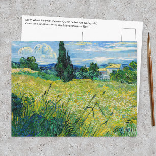 Carte Postale Vincent van Gogh - Champ de blé vert avec cyprès