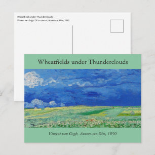 Carte Postale Vincent van Gogh - Champs de blé sous des nuages o