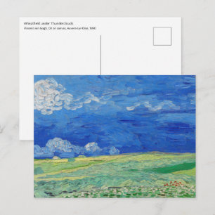Carte Postale Vincent van Gogh - Champs de blé sous des nuages o
