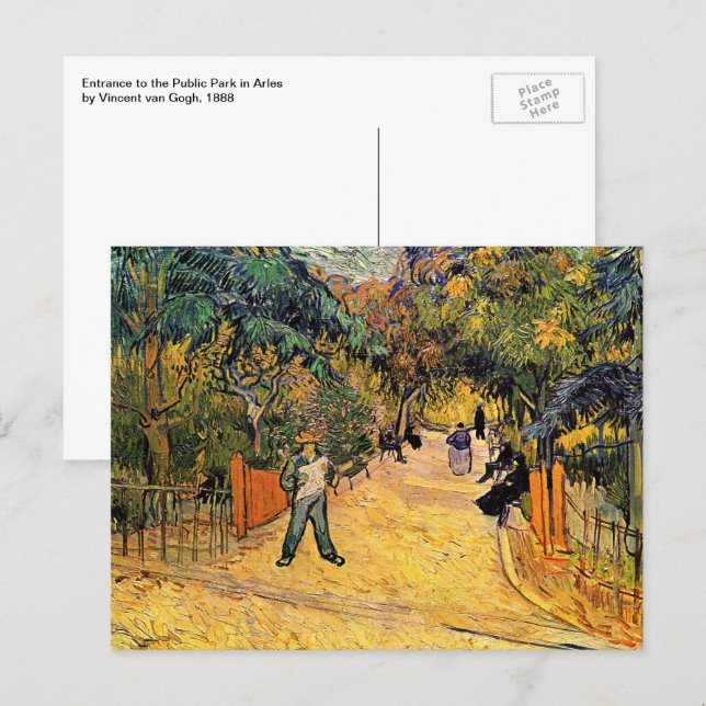 Carte Postale Vincent van Gogh - Entrée du parc public, Arles (Devant / Derrière)