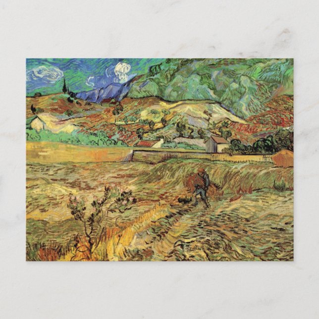 Carte Postale Vincent van Gogh - Fermé champs de blé avec paysan (Devant)