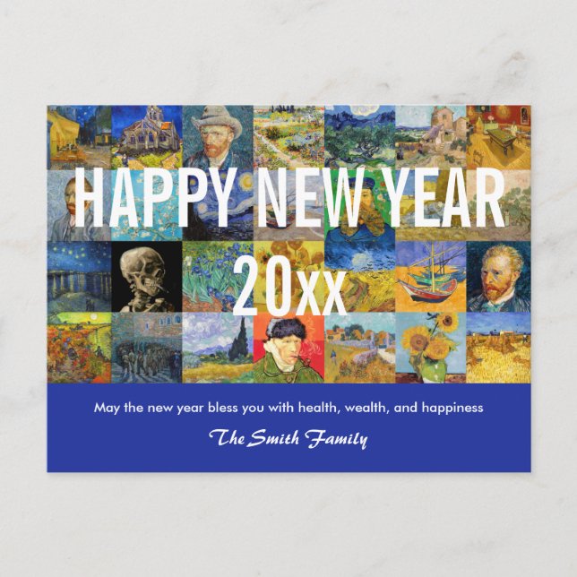 Carte Postale Vincent van Gogh - Joyeux patchwork du Nouvel An (Devant)