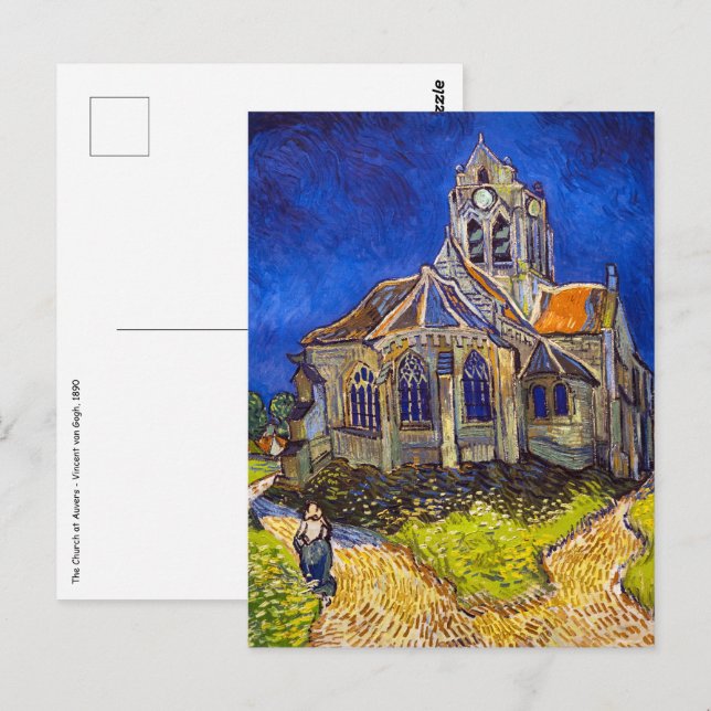 Carte Postale Vincent van Gogh - L'église d'Auvers (Devant / Derrière)