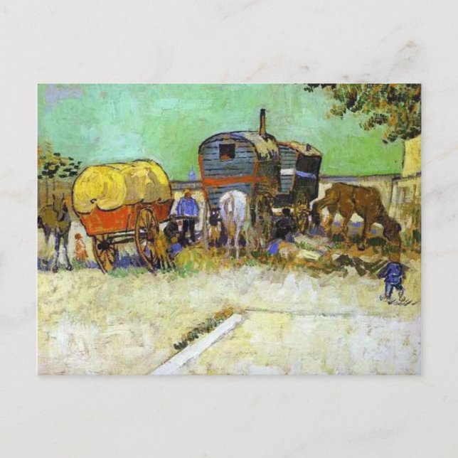 Carte Postale vincent van gogh - les caravanes - camp tzigane pr (Devant)