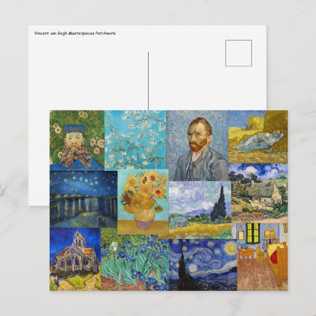 Carte Postale Vincent Van Gogh - Masterpieces Patchwork (Devant / Derrière)