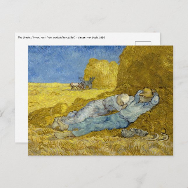 Carte Postale Vincent Van Gogh - Mion, Repos / Travail / Siesta (Devant / Derrière)