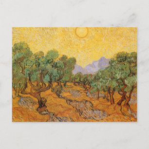 Carte Postale Vincent van Gogh - Oliviers, Ciel Jaune et Soleil