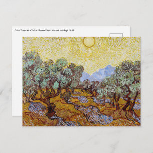 Carte Postale Vincent van Gogh - Oliviers, Ciel Jaune et Soleil