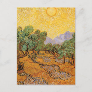 Carte Postale Vincent van Gogh - Oliviers, Ciel Jaune et Soleil