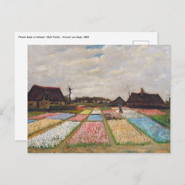 Carte Postale Vincent van Gogh - Parterres de fleurs en Hollande (Devant / Derrière)