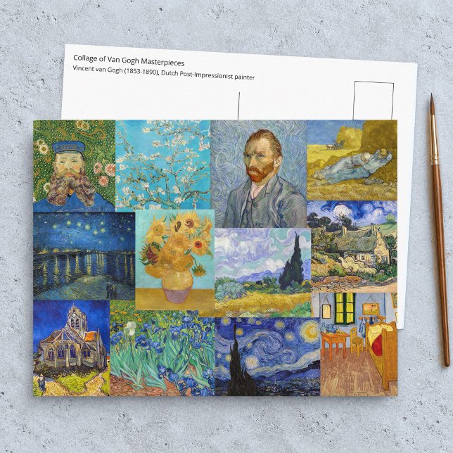 Carte Postale Vincent Van Gogh - Patchwork de chefs-d'œuvre (Créateur téléchargé)