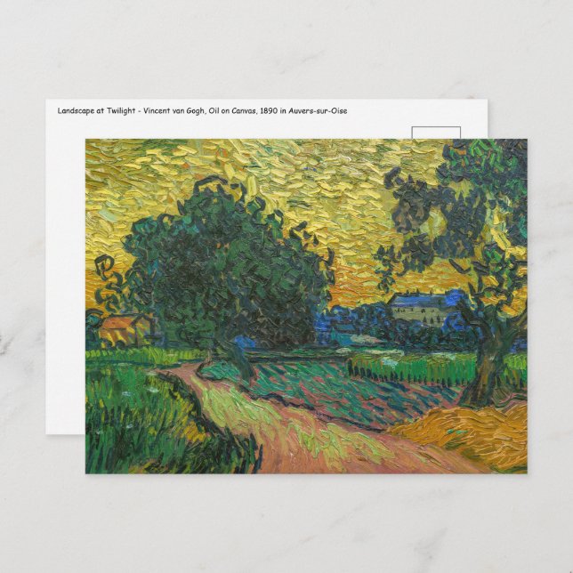 Carte Postale Vincent van Gogh - Paysage à Twilight (Devant / Derrière)