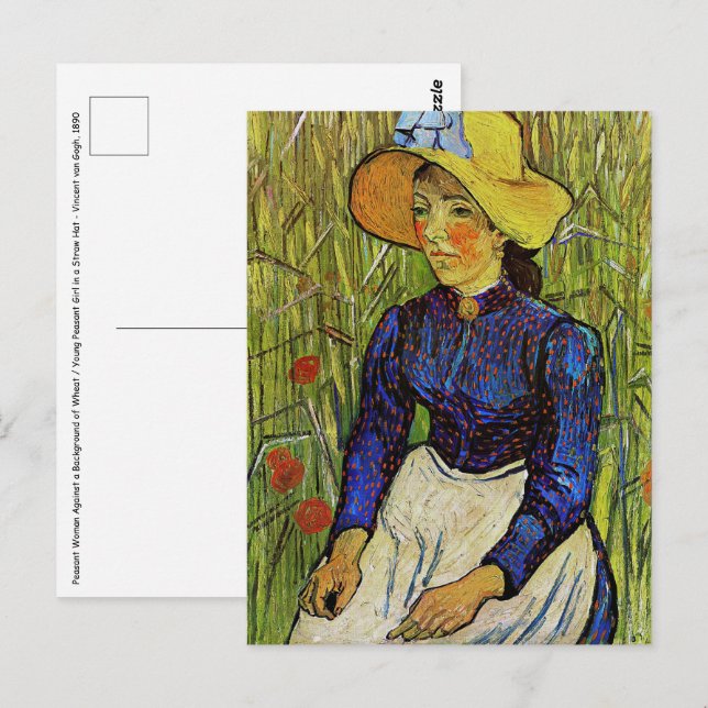 Carte Postale Vincent van Gogh - Paysanne au chapeau de paille (Devant / Derrière)