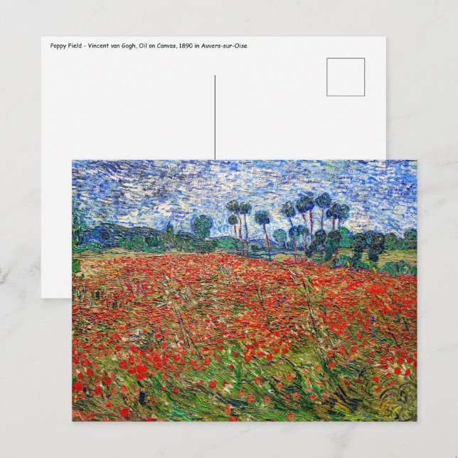 Carte Postale Vincent van Gogh - Poppy Field (Devant / Derrière)