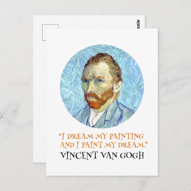Carte Postale Vincent Van Gogh Portrait avec citation (Devant / Derrière)