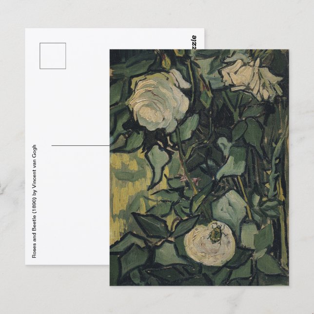Carte Postale Vincent van Gogh - Roses et Scarabée (Devant / Derrière)