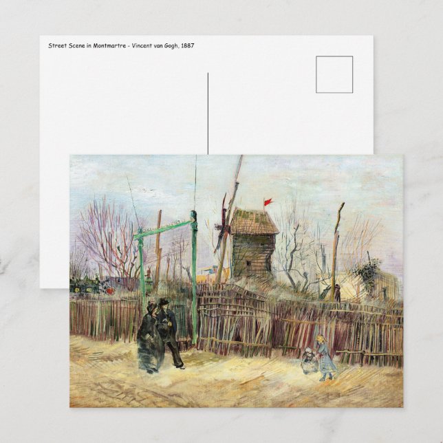 Carte Postale Vincent van Gogh - Scène de rue à Montmartre (Devant / Derrière)