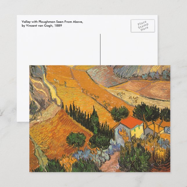 Carte Postale Vincent van Gogh - Vallée avec laboureur (Devant / Derrière)